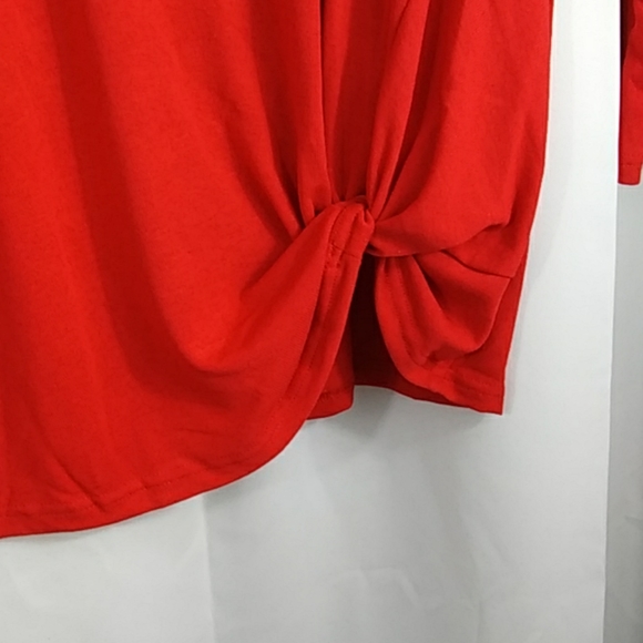 Cherry Red Kendra Cold Shoulder Top - Picture 3 of 7